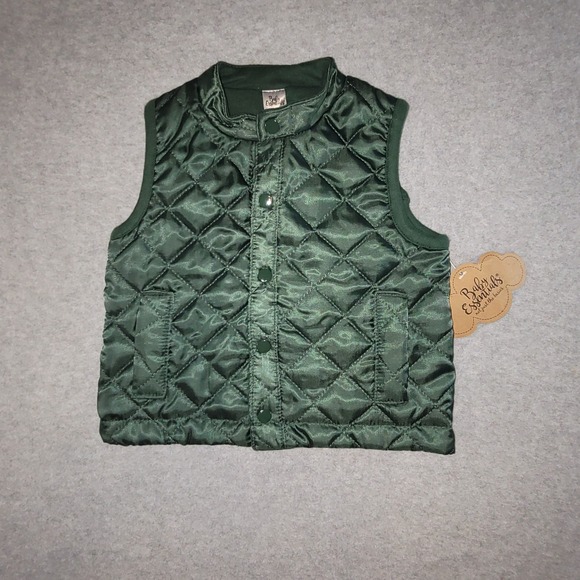 Baby Essentials Other - Baby Essentials Hunter Green Quilted Puffer Vest Infant 12M Snap Front Outerwear